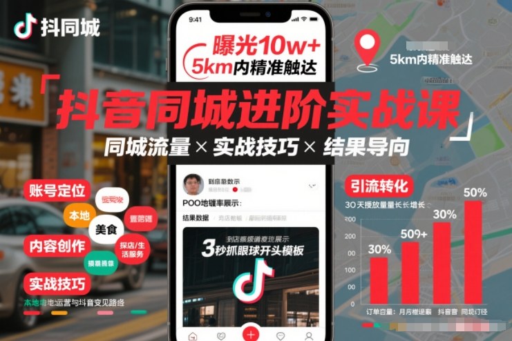 抖音同城进阶实战课，助你同城流量拿到结果-瀚宇网创