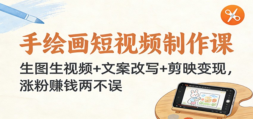 手绘画短视频制作课：生图生视频+文案改写+剪映变现，涨粉赚钱两不误-瀚宇网创