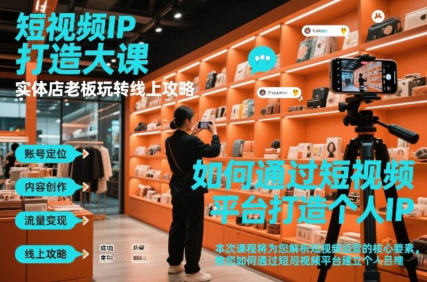 短视频ip打造大课，实体店老板玩转线上攻略-瀚宇网创