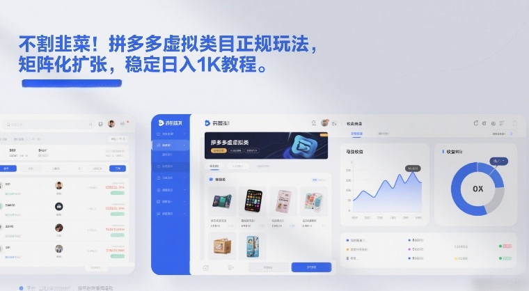 不割韭菜!拼多多虚拟类目正规玩法,矩阵化扩张,稳定日入1K教程【揭秘】-瀚宇网创