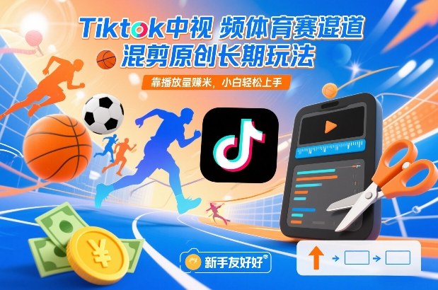Tiktok中视频体育赛道混剪原创长期玩法,靠播放量賺米,小白轻松上手-瀚宇网创