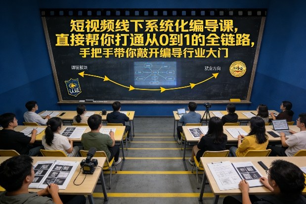 短视频线下系统化编导课，直接帮你打通从0到1的全链路，手把手带你敲开编导行业大门-瀚宇网创