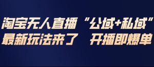 淘宝无人直播完整教程，公试+私域，最新玩法来了，开播即爆单-瀚宇网创