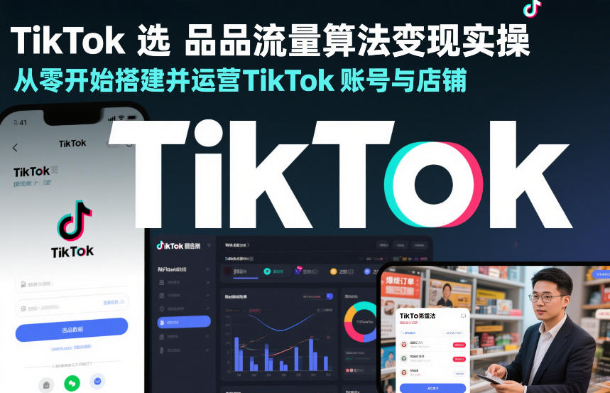 TikTok选品流量算法变现实操，从零开始搭建并运营TikTok账号与店铺-瀚宇网创