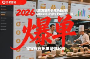 2026餐饮店铺外卖商家必修课，帮你彻底搞懂线上运营的门道，实实在在把单量做起来-瀚宇网创