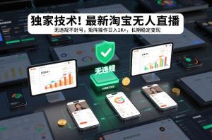 独家技术！最新淘宝无人直播：无违规不封号，矩阵操作日入1K+，长期稳定变现【揭秘】-瀚宇网创