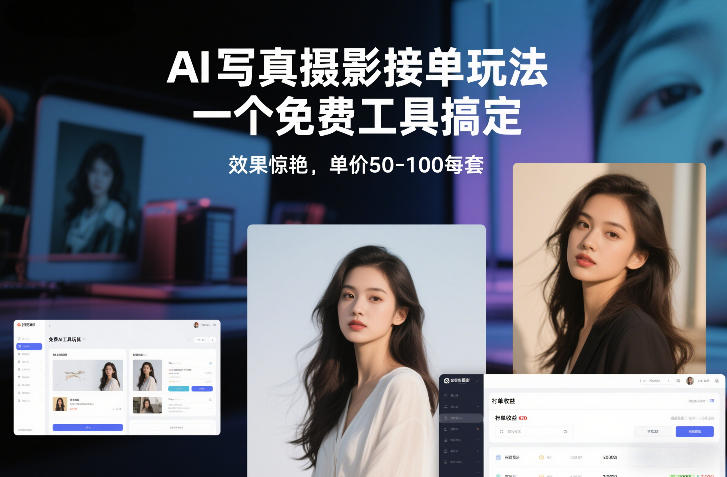 AI写真摄影接单玩法，一个免费工具搞定，效果惊艳，单价50-100每套-瀚宇网创