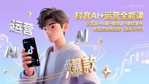 抖音AI+运营全能课,运营篇+AI篇+像塑篇+爆款案例,掌握全链路技能(更新26年-瀚宇网创
