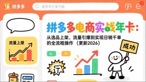 拼多多电商实战年卡：从选品上架、流量引爆到实现日销千单的全流程操作(更新2026-瀚宇网创