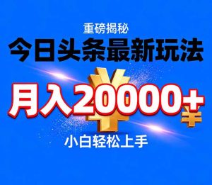 今日头条代运营最新玩法，轻轻松松月入20000＋-瀚宇网创