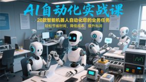 AI自动化实战课：20款智能机器人自动化您的业务任务，轻松节省时间，降低成本，提升利润-瀚宇网创