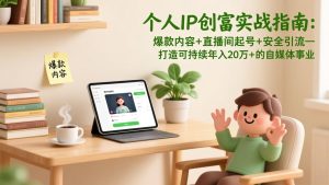 个人IP创富实战指南：爆款内容+直播间起号+安全引流，打造可持续年入20万+的自媒体事业-瀚宇网创