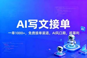 用AI来写文章，一单1000+，提供免费接单渠道，AI风口期，超暴利！-瀚宇网创