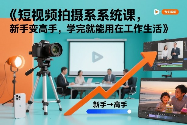 短视频拍摄系统课，新手变高手，学完就能用在工作生活-瀚宇网创