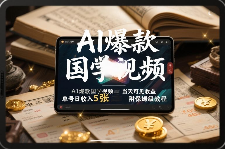 AI爆款国学视频，独家起号方法，小白直接上手，当天可见收益，单号日收入5张+附保姆级教程-瀚宇网创