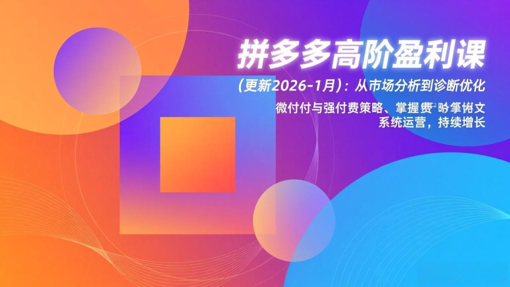 拼多多高阶盈利课(更新2026-1月-瀚宇网创