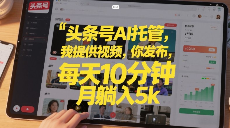 头条号AI托管,我提供视频,你发布,每天10分钟,月躺入5k+【揭秘】-瀚宇网创