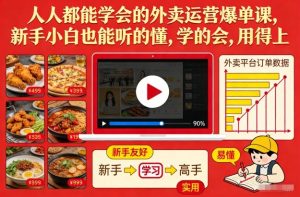 人人都能学会的外卖运营爆单课,新手小白也能听的懂,学的会,用得上-瀚宇网创