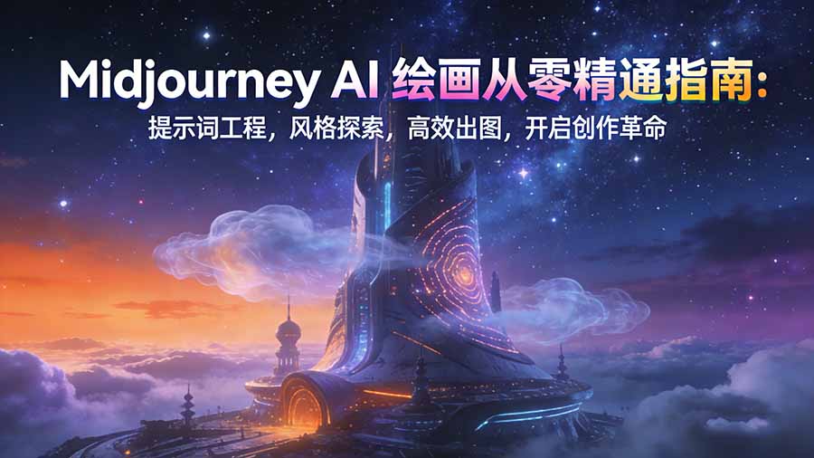 Midjourney AI绘画从零精通指南：提示词工程，风格探索，高效出图，开启创作革命-瀚宇网创