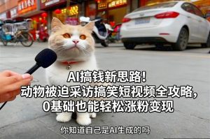 AI搞钱新思路！动物被迫采访搞笑短视频全攻略，0基础也能轻松涨粉变现-瀚宇网创