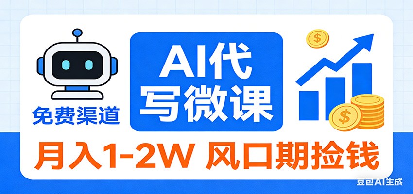 2026告别打工！AI 代写微课，提供免费渠道，月入 1-2W 风口期捡钱-瀚宇网创