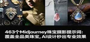 463个Midjourney珠宝摄影提示词：覆盖全品类珠宝，AI设计秒出专业效果-瀚宇网创