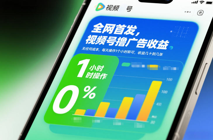 全网首发,视频号撸广告收益,无任何成本,每天操作1个小时即可,收益几十到几张-瀚宇网创