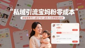 私域引流宝妈粉零成本流程简单月入超过1W+适合小白想做副业的-瀚宇网创