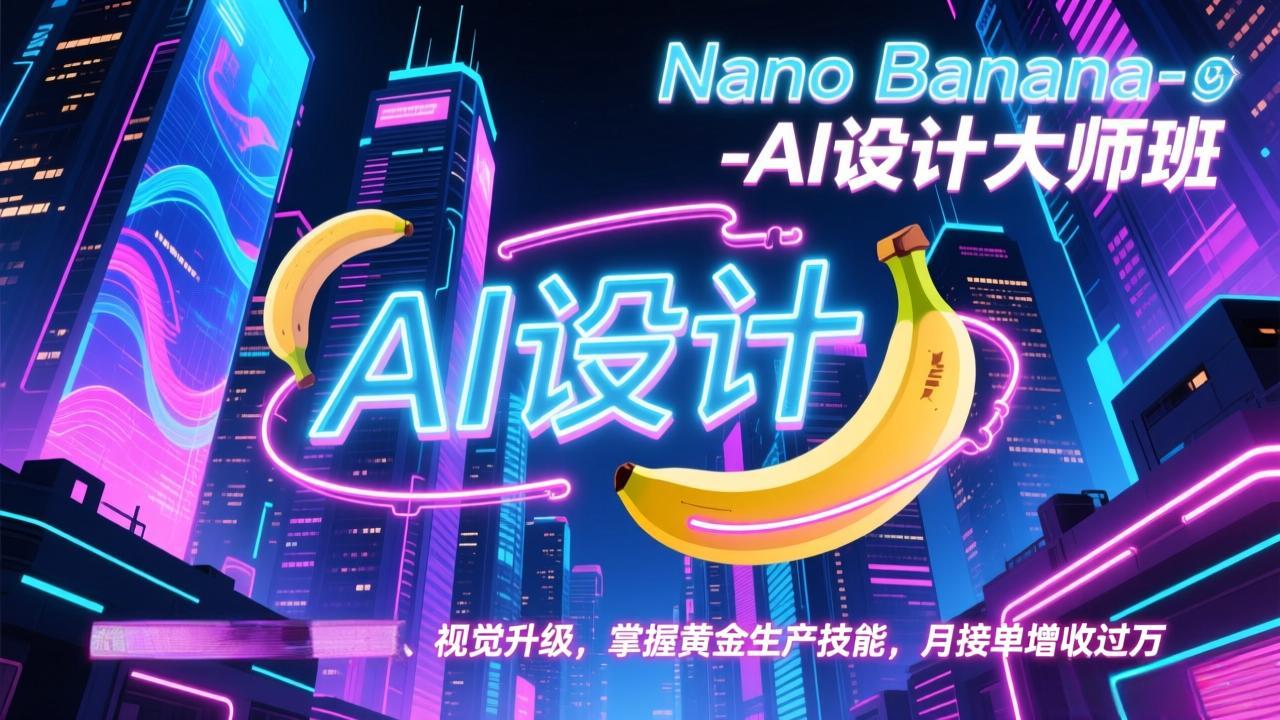 Nano Banana-AI设计大师班，修图合成、广告创作、视觉升级，掌握黄金生产技能，月接单增收过万-瀚宇网创