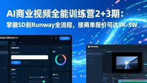 AI商业视频全能训练营2+3期：掌握SD到Runway全流程，接商单报价可达5K-5W-瀚宇网创