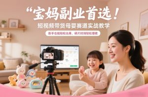 宝妈副业首选！短视频带货母婴赛道实战教学，新手也能轻松出单，碎片时间轻松增收-瀚宇网创