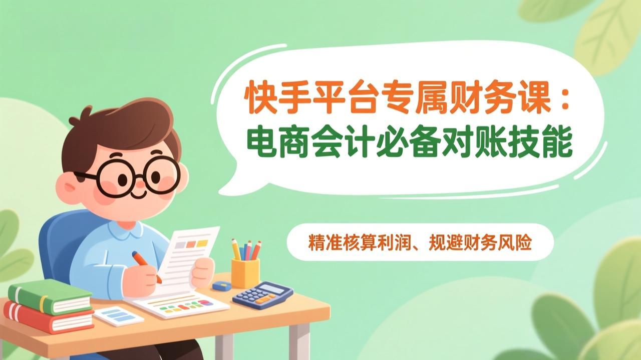 快手平台专属财务课：电商会计必备对账技能，精准核算利润、规避财务风险-瀚宇网创