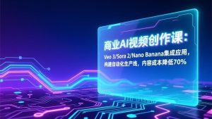 商业AI视频创作课：Veo 3/Sora 2/Nano Banana集成应用，构建自动化生产线，内容成本降低70%-瀚宇网创