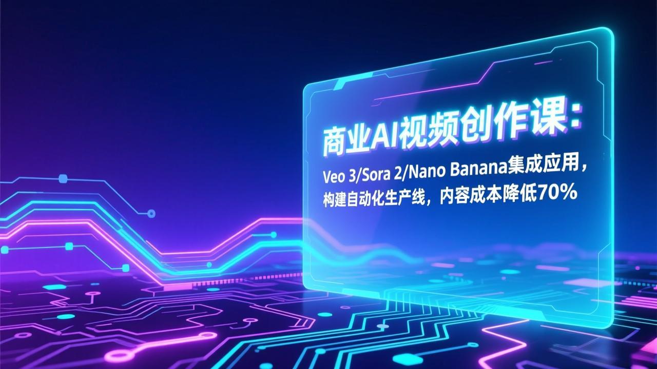商业AI视频创作课：Veo 3/Sora 2/Nano Banana集成应用，构建自动化生产线，内容成本降低70%-瀚宇网创