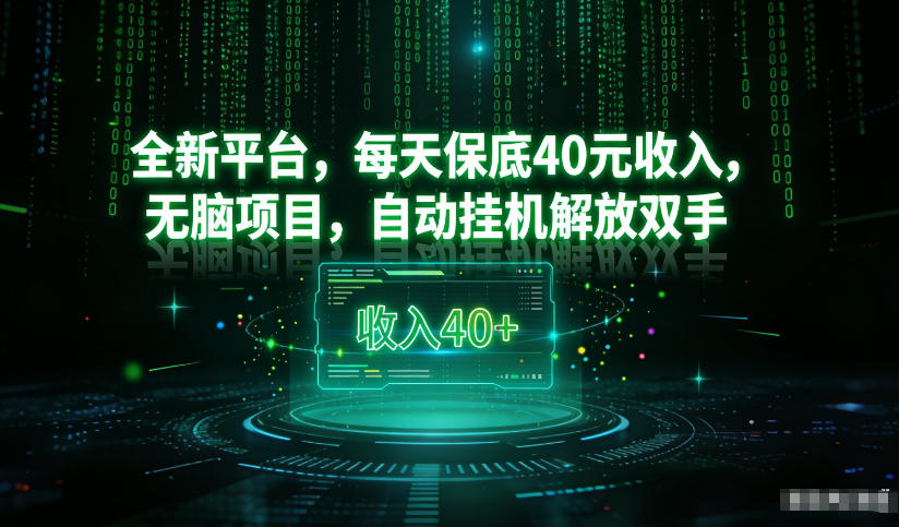 最新看广平台，每天保底30-4米，无脑项目，自动挂G解放双手【揭秘】-瀚宇网创
