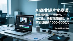 AI商业短片实战课,全流程拆解、广告制作、IP打造,掌握商用技能,单项目报价1000-5000元-瀚宇网创