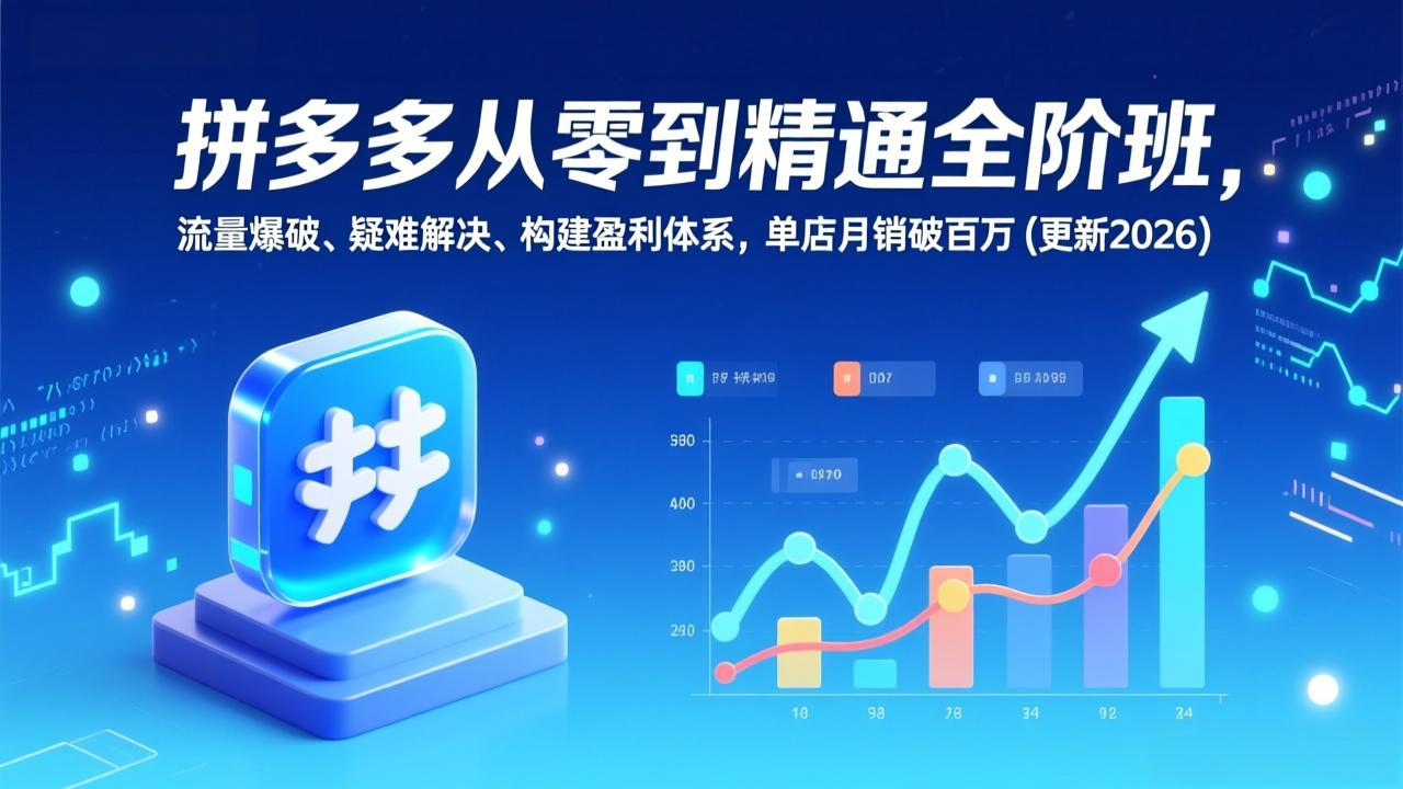 拼多多从零到精通全阶班，流量爆破、疑难解决，构建盈利体系，单店月销破百万(更新2026-瀚宇网创