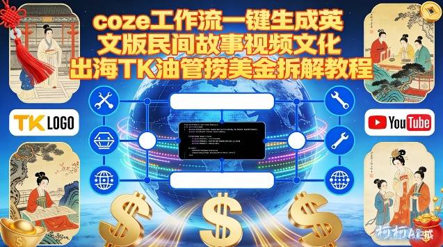 Coze扣子工作流一键生成英文版民间故事视频，文化出海TK油管捞美金拆解教程-瀚宇网创