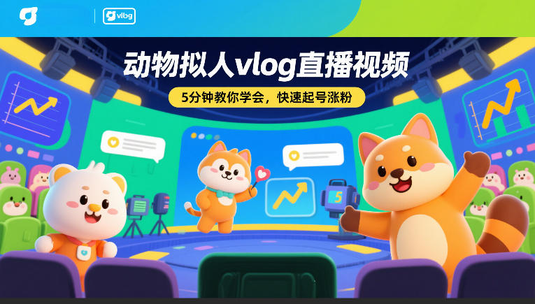 动物拟人vlog直播视频，5分钟教你学会，快速起号涨粉-瀚宇网创