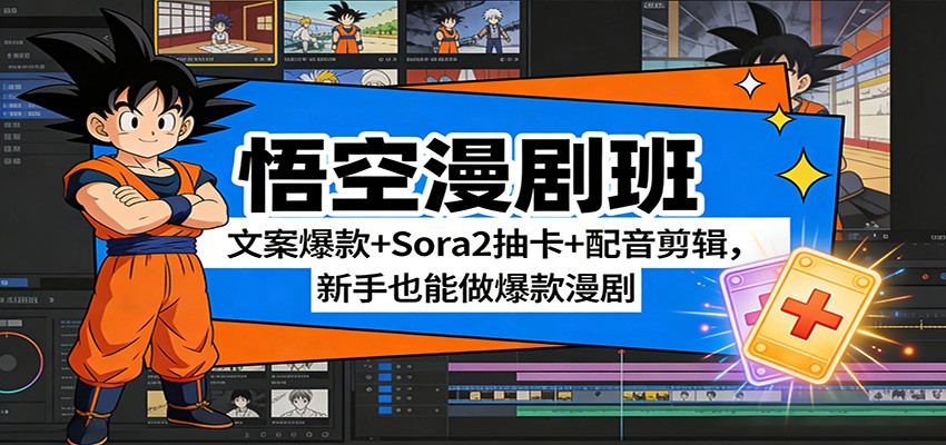 悟空漫剧班：文案爆款+Sora2抽卡+配音剪辑，新手也能做爆款漫剧-瀚宇网创
