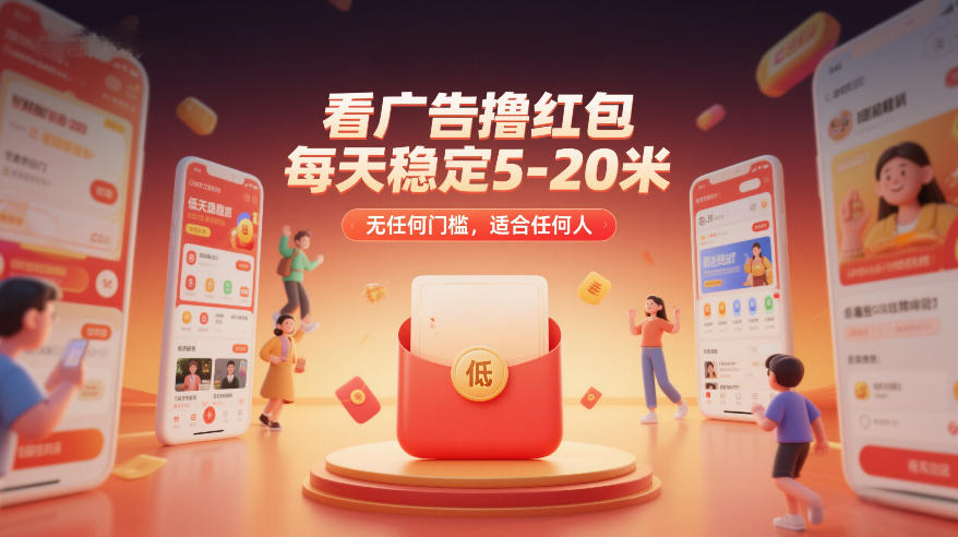看广告撸红包，每天稳定5-20米，无任何门槛，适合任何人-瀚宇网创