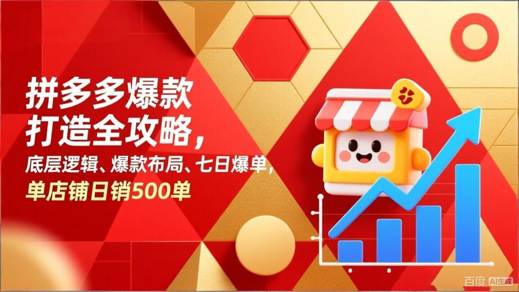 拼多多爆款打造全攻略，底层逻辑、爆款布局、七日爆单，单店铺日销500单-瀚宇网创