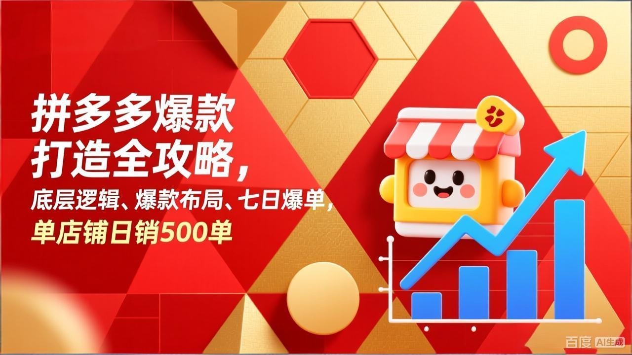 拼多多爆款打造全攻略，底层逻辑、爆款布局、七日爆单，单店铺日销500单-瀚宇网创