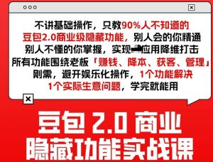 豆包2.0商业隐藏功能实战课2026，1个功能解决1个实际生意问题，学完就能用-瀚宇网创