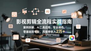 影视剪辑全流程实战指南，案例拆解、AI工具应用、专业调色，零基础到专业，月接单收入2万+-瀚宇网创