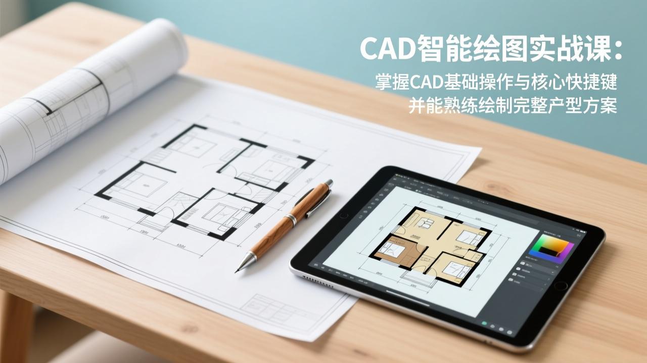 CAD智能绘图实战课：掌握CAD基础操作与核心快捷键，并能熟练绘制完整户型方案-瀚宇网创