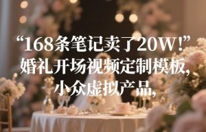 168条笔记卖了20W！婚礼开场视频定制模板，小众虚拟产品-瀚宇网创