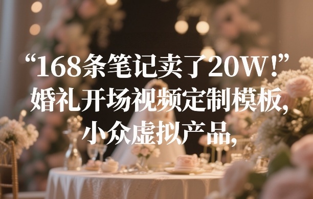168条笔记卖了20W！婚礼开场视频定制模板，小众虚拟产品-瀚宇网创