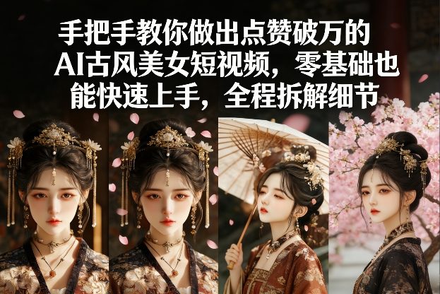 手把手教你做出点赞破万的AI古风美女短视频，零基础也能快速上手，全程拆解细节-瀚宇网创
