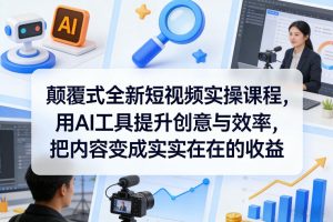颠覆式全新短视频实操课程，用AI工具提升创意与效率，把内容变成实实在在的收益-瀚宇网创